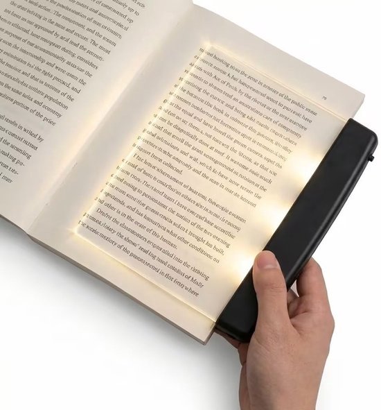 Leeslampje LED - Oogvriendelijk Draadloos Dun Boekenlampje - Vlakke Plank voor Nachtlezen - Zelfstandig Boeklezen - Zwart