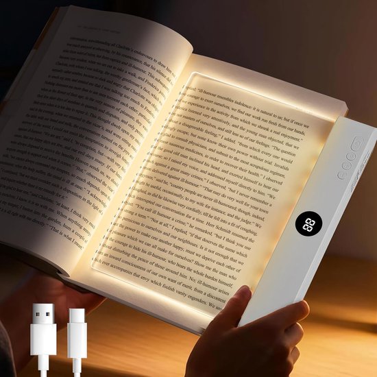 Leeslampje - Oplaadbaar LED Leeslampje met Clip - Verbeterd Plat Nachtlampje - met 3 Kleuren - Antireflecterend Intelligent Ontwerp - boekenlegger Boeklamp - leeslampje voor in bed - leeslampje voor boek oplaadbaar usb - Wit