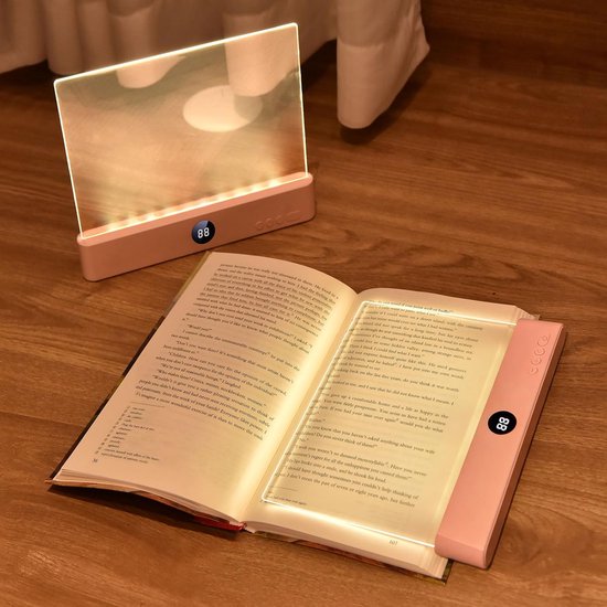 Leeslampje - Oplaadbaar, transparant LED-leeslampje met 3 kleuren en timer, dimbaar paneellampje, leeslampje voor hele pagina's om 's nachts in bed te lezen, leuk cadeau voor lezers, kinderen, vrouwen en mannen