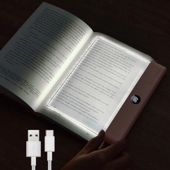 leeslampje voor boek - leeslampje - boekenlegger Boeklamp - leeslampje voor in bed - platte leeslamp - flexilight leeslampje - leeslampje voor boek oplaadbaar usb - 3 verstelbaar met timerfunctie - Geschikt om 's avonds te lezen - Roze van Merkloos