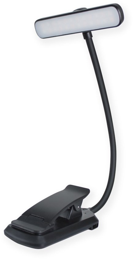 Leeslampje voor boek - leeslampje met klem - 360° draaibare flexibele arm - 5-kleurig leeslampje - USB-C oplaadbare leeslamp - Zwarte - 8,8*8,3*32,5 cm van VALK