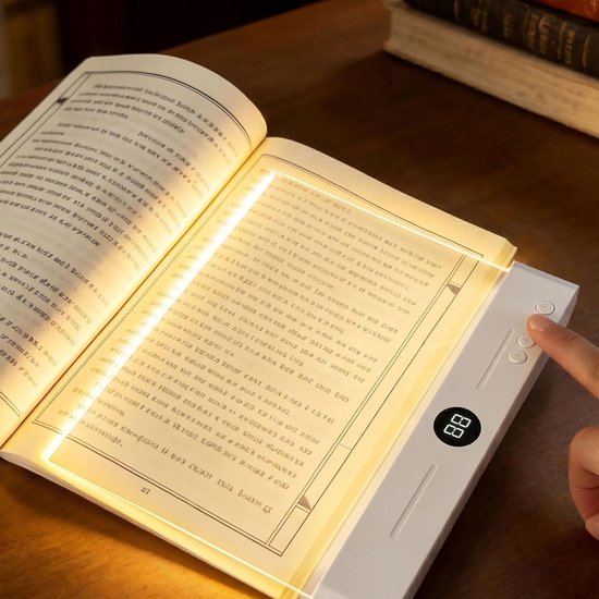Leeslampje voor Boek - Platte LED Boeklamp - Boekenlegger Boeklamp - Platte Leeslamp - Oplaadbaar USB C - 3 Lichtkleuren Dimbaar met Timer - Geschikt om 's avonds te lezen