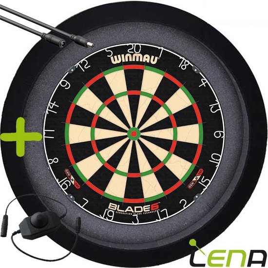 LENA Dartbordverlichting Basic (Zwart ) + Dimmer + Verlengkabel (2.5m1) van Lena