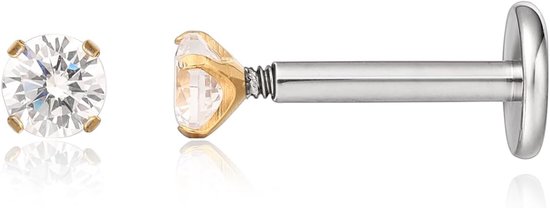 Limerencia 18G titanium traguspiercing, 2 stuks medische lippiercing, labret-steker hypo-allergene helix piercing oor voor navel tong wenkbrauw lip septum neus oor piercing