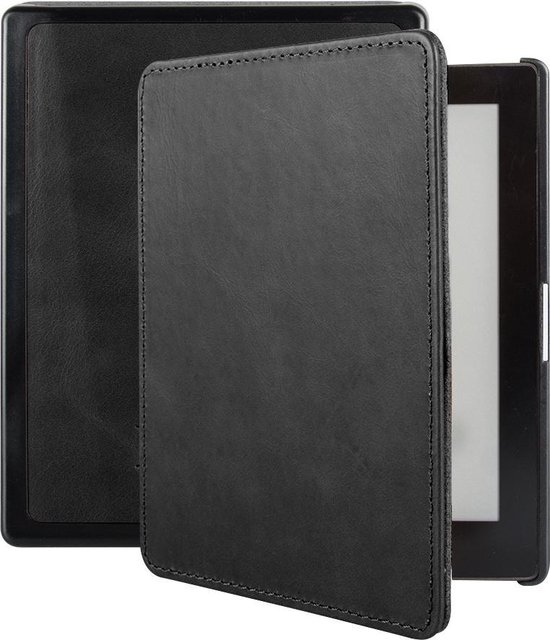 Lunso Geschikt voor Kobo Aura Edition 1 hoes (6 inch) - Leren sleepcover - Zwart van Merkloos