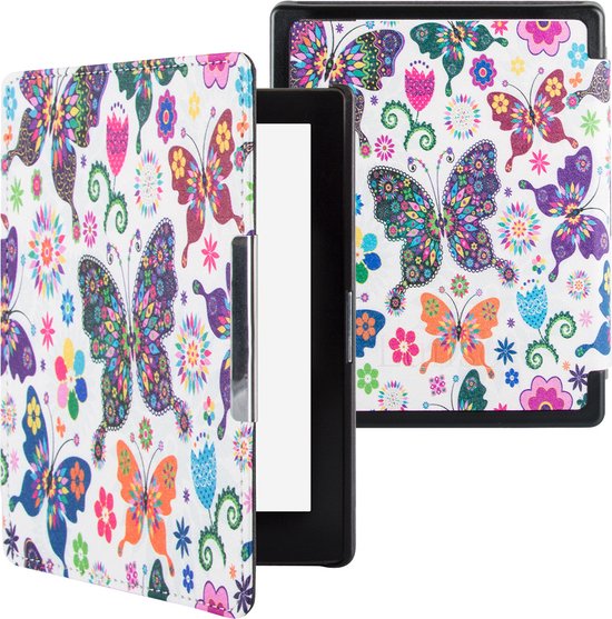 Lunso Geschikt voor Kobo Aura Edition 1 hoes (6 inch) - sleepcover - Vlinders van Merkloos