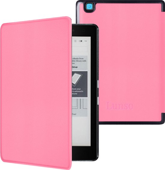 Lunso Geschikt voor Kobo Aura Edition 2 hoes (6 inch) - sleepcover - Lichtroze van Lunso
