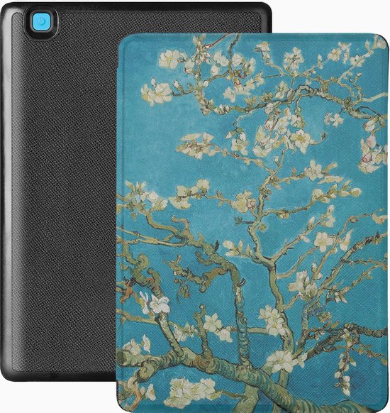 Lunso - Geschikt voor Kobo Aura Edition 2 hoes (6 inch) - Vegan Saffiano Leren sleep cover - Van Gogh Amandelbloesem van Merkloos