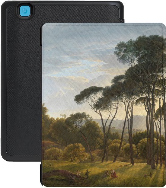 Lunso Geschikt voor Kobo Aura Edition 2 hoesje (6 inch) - Vegan Saffiano Leren Sleep Cover - Italian Landscape van Merkloos