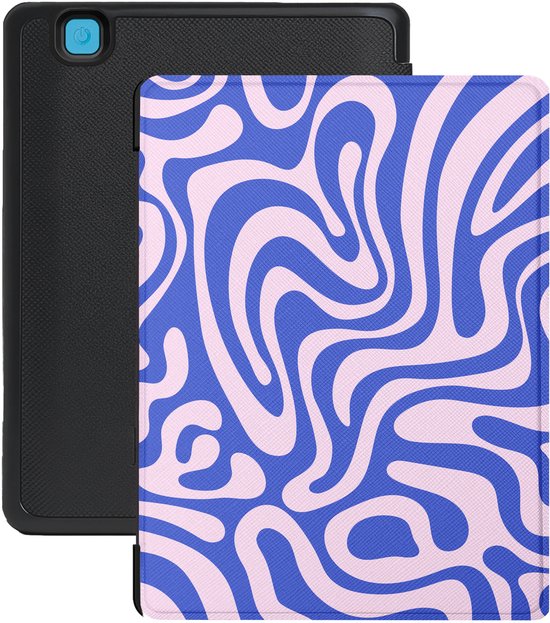 Lunso Geschikt voor Kobo Aura Edition 2 hoesje (6 inch) - Vegan Saffiano Leren Sleep Cover - Violet Vortex van Merkloos