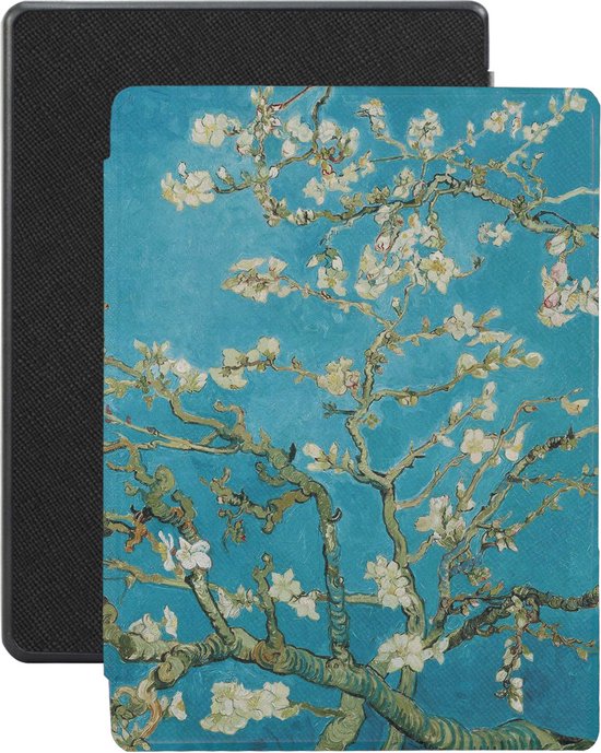 Lunso - Geschikt voor Kobo Aura H20 Edition 1 hoes (6.8 inch) - Vegan Saffiano Leren sleep cover - Van Gogh Amandelbloesem - (niet voor de Kobo Aura edition 1) van Merkloos