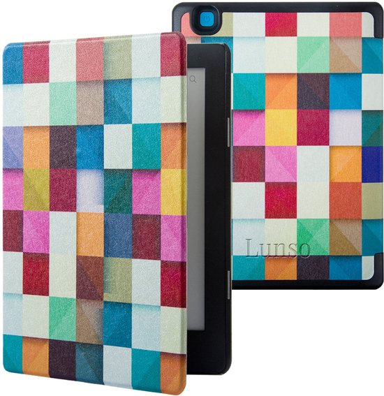 Lunso Geschikt voor Kobo Aura H20 Edition 2 hoes (6.8 inch) - sleepcover - Blokken - (niet voor de Kobo Aura edition 2) van Merkloos