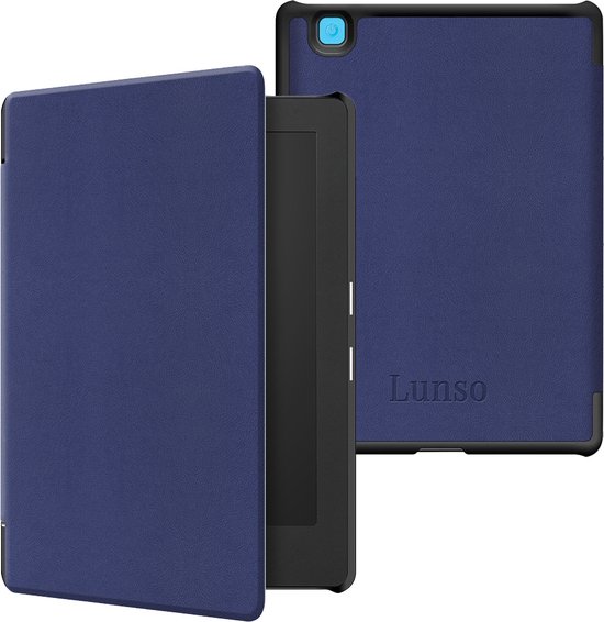 Lunso Geschikt voor Kobo Aura H20 Edition 2 hoes (6.8 inch) - sleepcover - Donkerblauw van Lunso