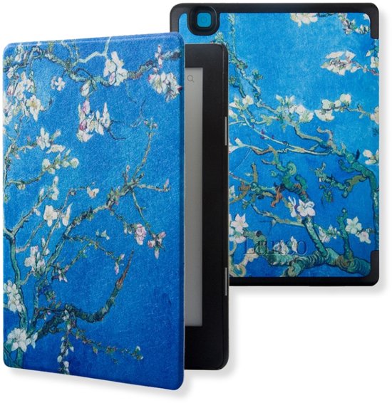 Lunso Geschikt voor Kobo Aura H20 Edition 2 hoes (6.8 inch) - sleepcover - Van Gogh Amandelbloesem - (niet voor de Kobo Aura edition 2)