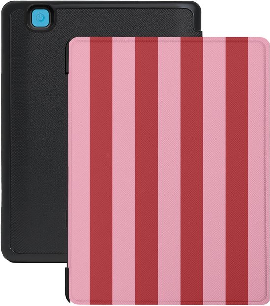 Lunso Geschikt voor Kobo Aura H20 Edition 2 hoesje (6.8 inch) - Vegan Saffiano Leren Sleep Cover - Candy Floss - (niet voor de Kobo Aura edition 2) van Lunso