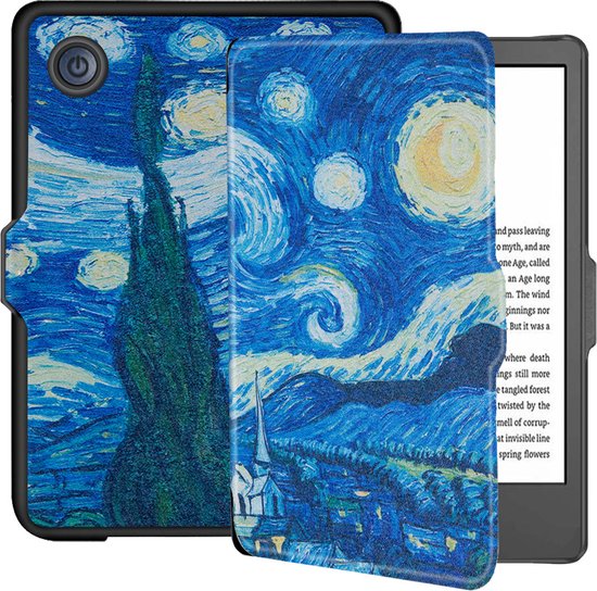 Lunso - Geschikt voor Kobo Clara 2E hoes (6 inch) - sleep cover - Van Gogh Sterrennacht van Merkloos