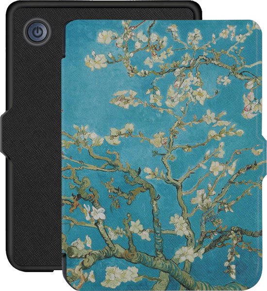 Lunso - Geschikt voor Kobo Clara 2E hoes (6 inch) - Vegan Saffiano Leren sleep cover - Van Gogh Amandelbloesem van Lunso