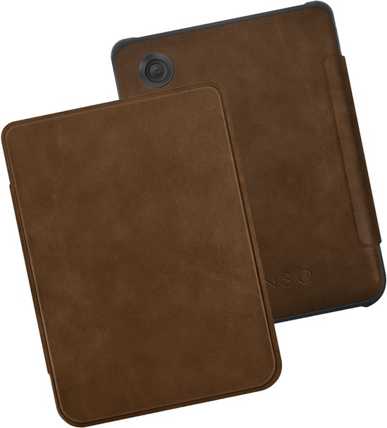 Lunso Geschikt voor Kobo Clara BW / Clara Colour hoes (6 inch) - echt leren sleepcover - Coffee van Lunso