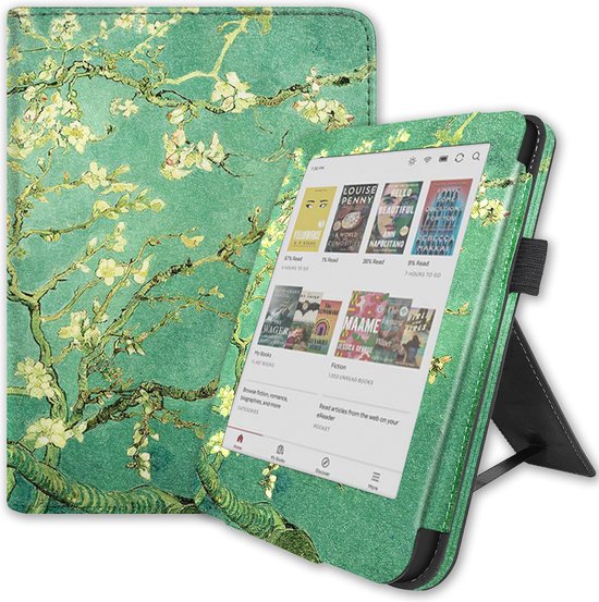 Lunso Geschikt voor Kobo Clara BW / Clara Colour hoes (6 inch) - Luxe Stand sleepcover - Van Gogh Amandelbloesem van Lunso