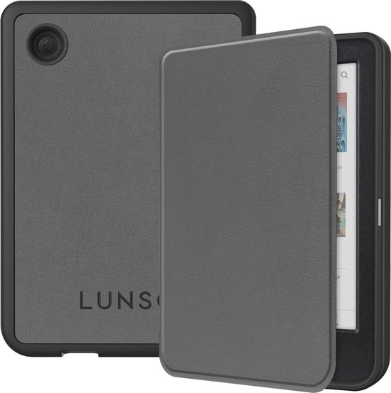 Lunso Geschikt voor Kobo Clara BW / Clara Colour hoes (6 inch) - sleepcover - Grijs van Lunso