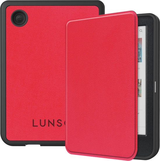 Lunso Geschikt voor Kobo Clara BW / Clara Colour hoes (6 inch) - sleepcover - Karmijnrood van Lunso