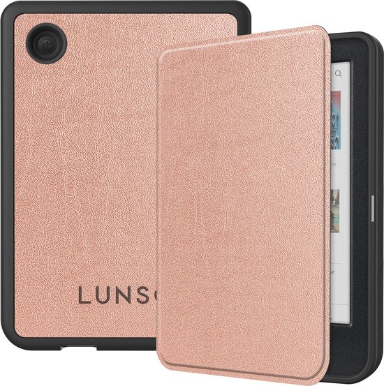 Lunso Geschikt voor Kobo Clara BW / Clara Colour hoes (6 inch) - sleepcover - Rose Goud van Merkloos