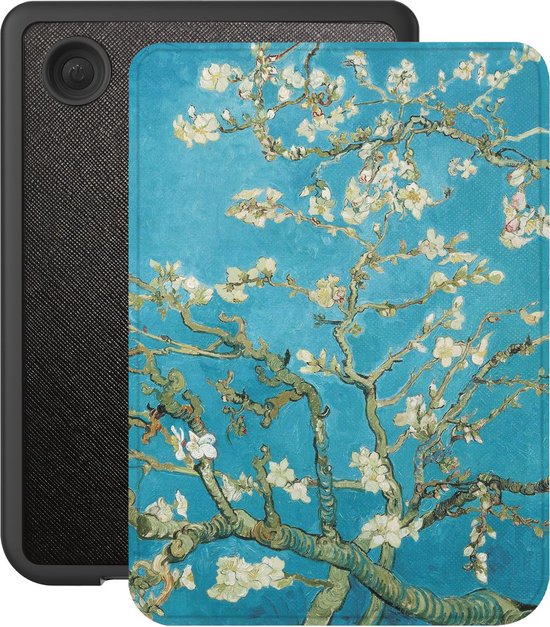Lunso Geschikt voor Kobo Clara BW / Clara Colour hoes (6 inch) - Vegan Saffiano Leren sleepcover - Van Gogh Amandelbloesem van Lunso