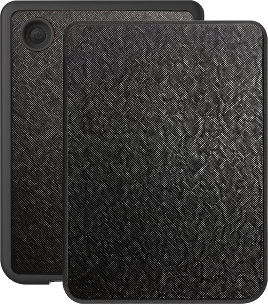 Lunso Geschikt voor Kobo Clara BW / Clara Colour hoes (6 inch) - Vegan Saffiano Leren sleepcover - Zwart van Lunso