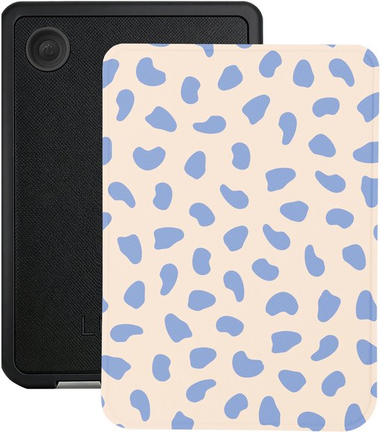 Lunso Geschikt voor Kobo Clara BW / Clara Colour hoesje (6 inch) - Vegan Saffiano Leren Sleep Cover - Azure Pebble van Merkloos