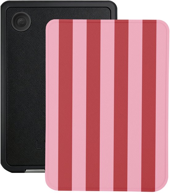 Lunso Geschikt voor Kobo Clara BW / Clara Colour hoesje (6 inch) - Vegan Saffiano Leren Sleep Cover - Candy Floss