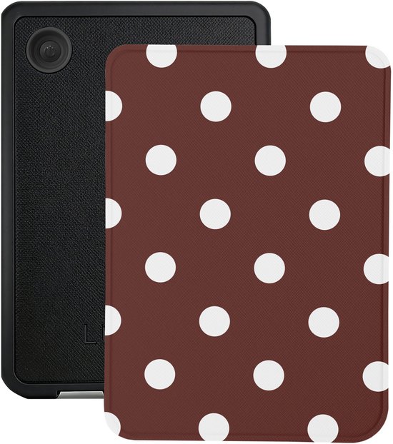 Lunso Geschikt voor Kobo Clara BW / Clara Colour hoesje (6 inch) - Vegan Saffiano Leren Sleep Cover - Vintage Dots