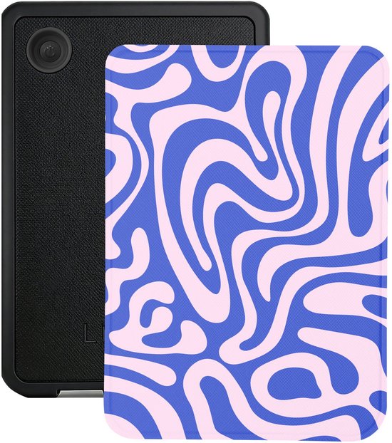 Lunso Geschikt voor Kobo Clara BW / Clara Colour hoesje (6 inch) - Vegan Saffiano Leren Sleep Cover - Voilet Vortex van Merkloos