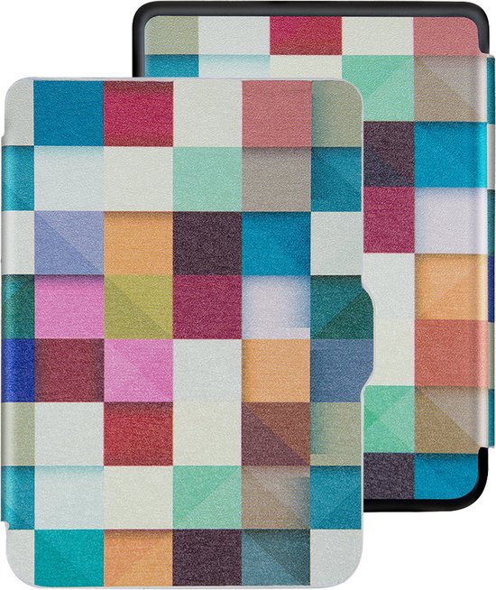 Lunso - Geschikt voor Kobo Clara HD hoes (6 inch) - sleep cover - Blokken van Merkloos