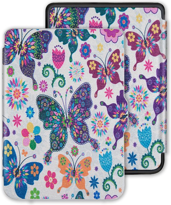 Lunso - Geschikt voor Kobo Clara HD hoes (6 inch) - sleep cover - Vlinders van Merkloos