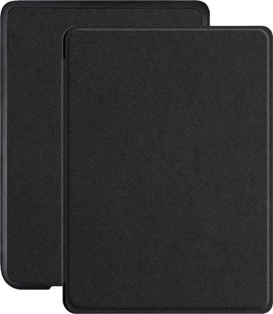 Lunso - Geschikt voor Kobo Clara HD hoes (6 inch) - Vegan Saffiano Leren sleepcover - Zwart van Lunso