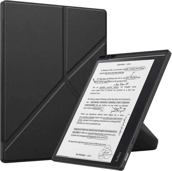 Lunso Geschikt voor Kobo Elipsa 2E hoes (10 inch) - Origami sleepcover - Zwart