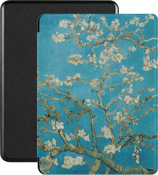 Lunso - Geschikt voor Kobo Glo / Glo HD / Touch 2.0 hoes (6 inch) - Vegan Saffiano Leren sleep cover - Van Gogh Amandelbloesem van Lunso