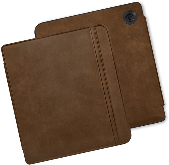 Lunso Geschikt voor Kobo Libra Colour hoes (7 inch) - echt leren sleepcover - Coffee van Merkloos