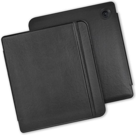 Lunso Geschikt voor Kobo Libra Colour hoes (7 inch) - echt leren sleepcover - Zwart van Lunso
