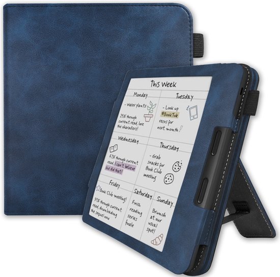 Lunso Geschikt voor Kobo Libra Colour hoes (7 inch) - Luxe Stand sleepcover - Blauw van Lunso
