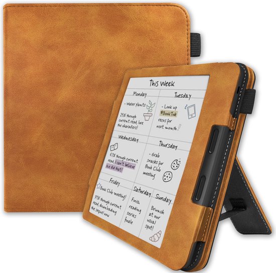 Lunso Geschikt voor Kobo Libra Colour hoes (7 inch) - Luxe Stand sleepcover - Bruin van Lunso