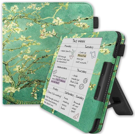 Lunso Geschikt voor Kobo Libra Colour hoes (7 inch) - Luxe Stand sleepcover - Van Gogh Amandelbloesem