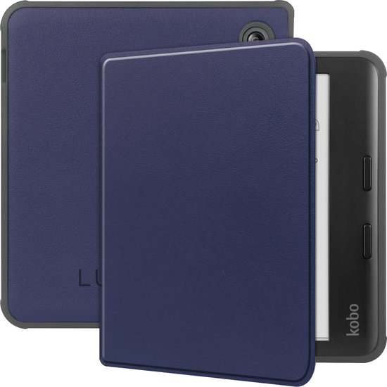 Lunso Geschikt voor Kobo Libra Colour hoes (7 inch) - sleepcover - Donkerblauw van Lunso