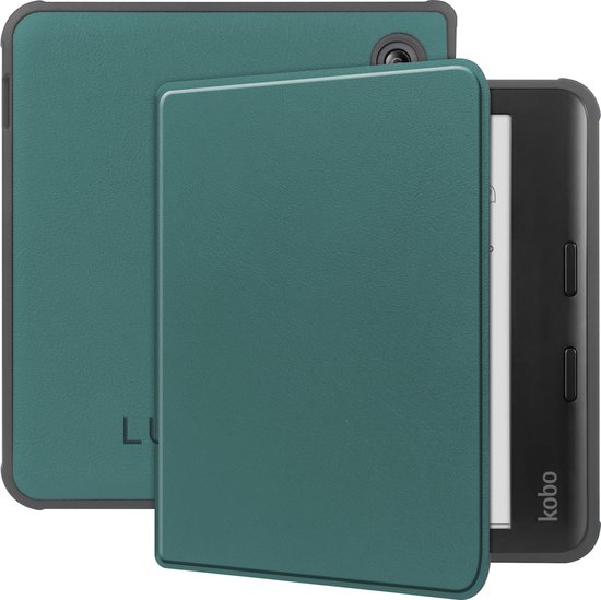 Lunso Geschikt voor Kobo Libra Colour hoes (7 inch) - sleepcover - Donkergroen van Lunso