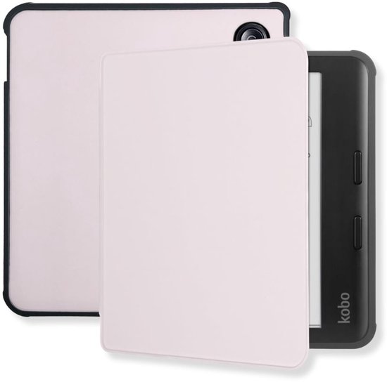 Lunso Geschikt voor Kobo Libra Colour hoes (7 inch) - sleepcover - Lichtroze van Lunso