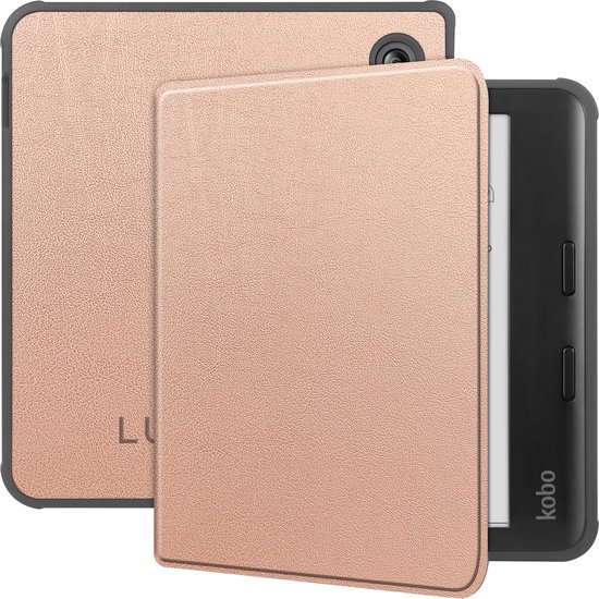 Lunso Geschikt voor Kobo Libra Colour hoes (7 inch) - sleepcover - Rose Goud van Merkloos