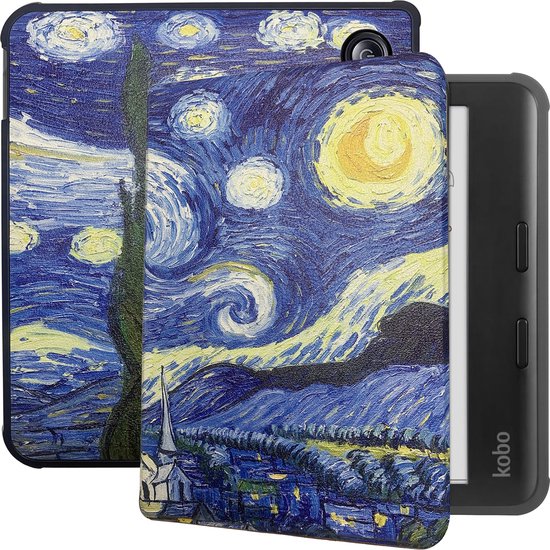 Lunso Geschikt voor Kobo Libra Colour hoes (7 inch) - sleepcover - Van Gogh Sterrennacht van Merkloos