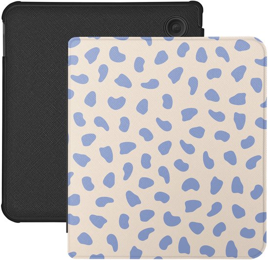 Lunso Geschikt voor Kobo Libra Colour hoesje (7 inch) - Vegan Saffiano Leren Sleep Cover - Azure Pebble van Merkloos