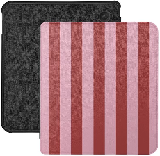 Lunso Geschikt voor Kobo Libra Colour hoesje (7 inch) - Vegan Saffiano Leren Sleep Cover - Candy Floss van Merkloos