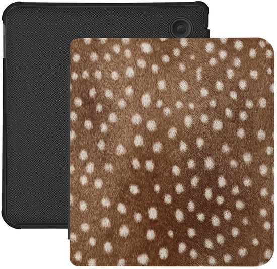 Lunso Geschikt voor Kobo Libra Colour hoesje (7 inch) - Vegan Saffiano Leren Sleep Cover - Oh Deer! van Merkloos
